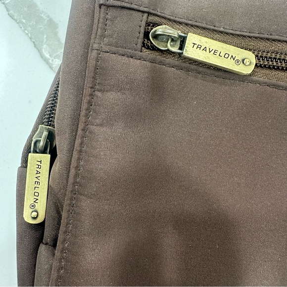 Travelon Anti-Theft Classic Crossbody Bag - Brown with LED Light - Picture 3 of 16